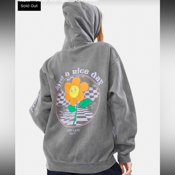 BDG Jackets & Blazers - BDG urban Outfitters Retro 70s Floral Have a Nice Day Gray Hoodie S